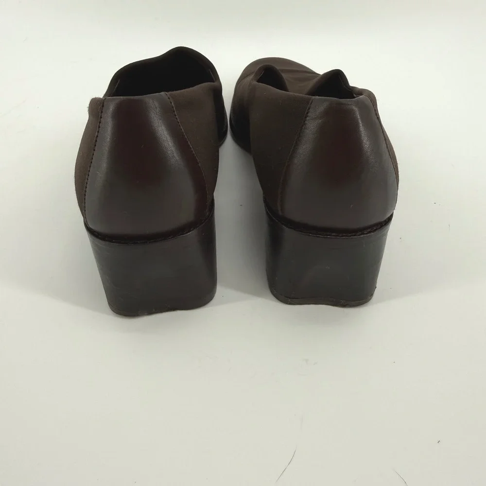 Donald J Pliner Vtg Brown Stretch Fabric Square Toe Loafers‎ Made in Spain 6.5